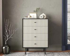 заказать Комод вертикальный с четырьмя ящиками "Emerson" арт EM18/milky/L