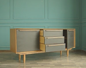 купить красивый Комод "Brun Black" с тремя ящиками и дверками арт BR-03/Black в интернет-магазине