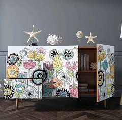 Комод "Berber" с двумя дверками и ящиками принт 3 арт BB17/Print_03 в интерьере