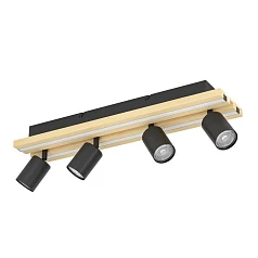 390524 Светодиодный настенно-потолочный светильник GESTEIRA, 33W(LED) ,3000K, 2300lm, сталь, дерево, черный, коричневый, черный в интерьере