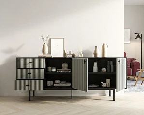 Комод с дверками и нишей "Emerson" арт EM15/gray/L на заказ в интернет-магазине