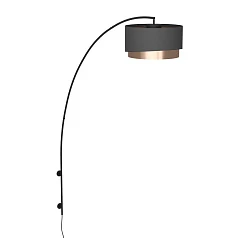 390406 Торшер с сенсорным выключателем MANDERLINE, 1X40W (E27), H1890, сталь, чёрный/текстиль, чёрный, латунь в интерьере