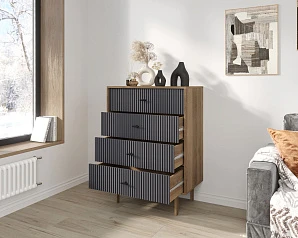 стильный Комод вертикальный с четырьмя ящиками "Emerson" арт EM18/7024/L