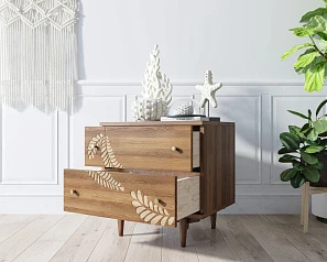 фото Комод "Boho" 2 ящика с растением арт BH05