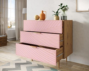 Комод с тремя ящиками "Line" LN12/GR1/pink в интерьере