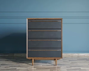 фото Комод "Bruni Black" на четыре ящика арт BR08Black в интерьере