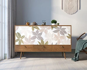 Комод "Berber" три дверки и три ящика 27 принт арт BB24/Print_27 в интерьере