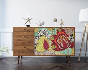 фото Комод "Berber" с двумя дверками и ящиками 6 принт арт BB05/Print_06 в интерьере