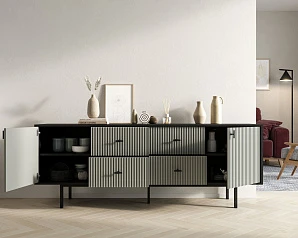 стильный Комод две дверки и четыре ящика "Emerson" арт EM19/gray/L на заказ