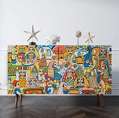 Комод "Berber" три дверки 1 принт арт BB01/Print_01 в интерьере