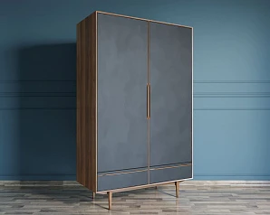 купить красивый Шкаф двустворчатый  "Bruni Black" с двумя ящиками арт BR27/2Black в интернет-магазине