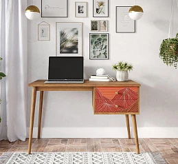 фото Стол рабочий "Berber" принт 49 с одной тумбой арт BB20/Print_49