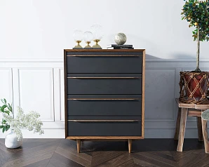 фото Комод "Bruni Black" на четыре ящика арт BR08Black в интерьере