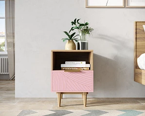 Тумбочка с нижним ящиком "Line" LN09/GR1/pink на заказ