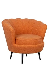 Низкое кресло ракушка Pearl Orange Boucle на черных ножках в интернет-магазине