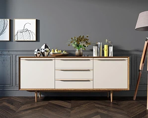 купить стильный Комод "Bruni white" с тремя ящиками и дверками арт BR-03WH в интернет-магазине
