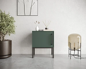 Тумбочка с дверкой "Nicole" NLN08G Зеленый в интерьере