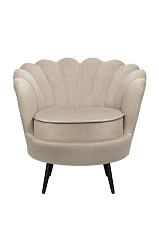 заказать стильное Низкое кресло ракушка Pearl Taupe на черных ножках