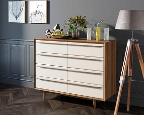 купить Комод "Bruni white" на восемь ящиков арт BR06WH