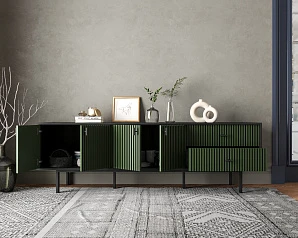 купить красивый Комод с четырьмя дверками и двумя ящиками "Emerson" арт EM04/green/L в интернет-магазине