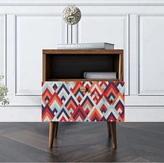 фото Тумбочка "Berber" с одним ящиком 2 принт арт BB06/Print_02, разноцветная