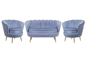 Комплект кресел и дивана ракушка Pearl Double Blue в интернет-магазине