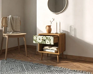 купить Тумбочка "Berber" с открытой полкой 53 принт арт BB33/Print_53, разноцветная