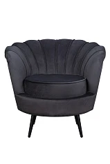 купить Низкое кресло ракушка Pearl черный на черных ножках в интернет-магазине