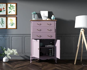 фото Комод Leontina Lavanda три ящика две дверки арт ST9354L