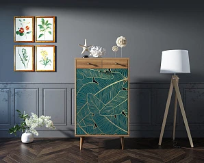 Комод "Berber" два ящика и дверки 41 принт арт BB46/Print_41 в интерьере