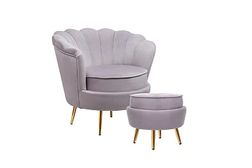купить Кресло с пуфом ракушка Pearl Grey