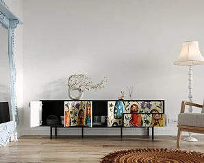 купить стильный Комод с четырьмя дверками и двумя ящиками "Emerson" Матрешки арт EM04/Art04 в интернет-магазине