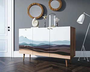 купить стильные Комод "Berber" с двумя дверками и ящиками принт 11 арт BB17/Print_11 в интернет-магазине