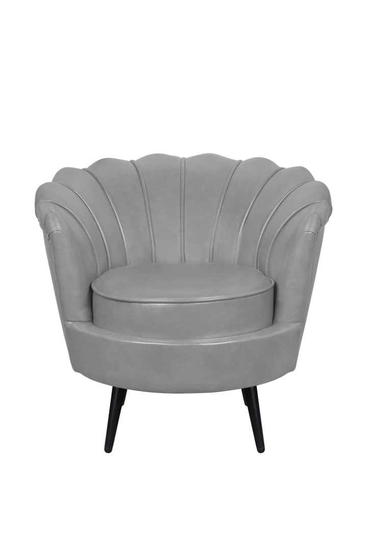 заказать Низкое кресло ракушка Pearl Grey V2 на черных ножках