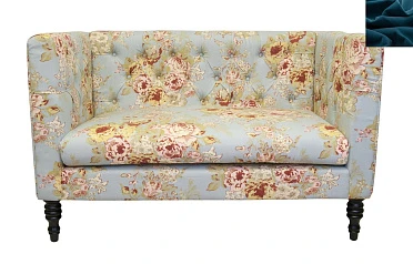 стильный Прямой двухместный диван Rose синий на заказ