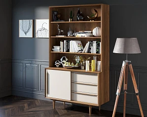 купить красивый Стеллаж "Bruni White" с дверками арт BR-01WH в интернет-магазине