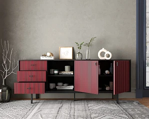 купить красивый Комод с дверками и нишей "Emerson" арт EM15/red/L