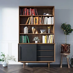 стильный Стеллаж "Bruni" с дверками 1 арт BR-01Black на заказ