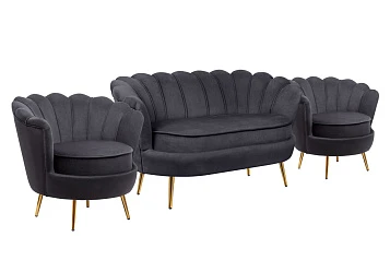 Комплект кресел и дивана ракушка Pearl Double Black в интернет-магазине