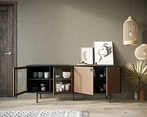купить стильный Комод со стеклянными и глухими дверками "Emerson" арт EM13 в интернет-магазине