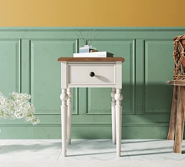 Тумбочка в стиле Прованс "Odri" с одним ящиками арт od2102 Белый