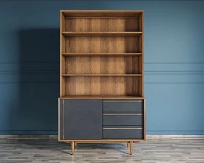 стильный Стеллаж "Bruni" с дверками 1 арт BR-01Black на заказ