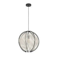 44006 Подвесной светильник WAVERTON, 1х40W (E27), H1100, ?480, сталь черный / текстиль, дерево, белый, черный в интернет-магазине