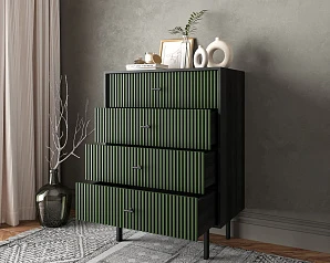 купить стильные Комод вертикальный с четырьмя ящиками "Emerson" арт EM18/green/L в интернет-магазине
