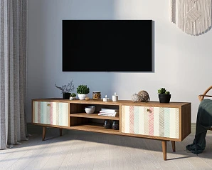 фото Комод "Berber" с нишей низкий под TV принт 45 арт BB49/Print_45 в интерьере