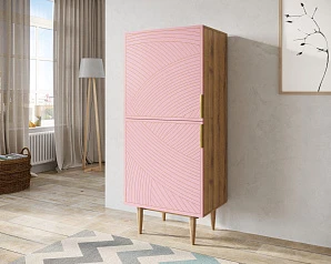 купить Вертикальный комод с двумя дверками "Line" LN05/GR1/pink в интернет-магазине