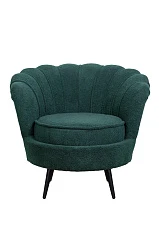 купить Низкое кресло ракушка Pearl зеленый Boucle на черных ножках