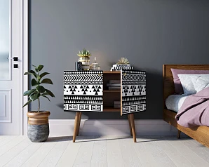 Комод на высоких ножках "Berber" малый принт 19 арт BB13/Print_19 в интерьере