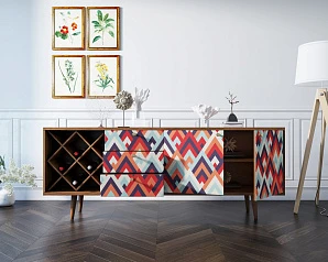 красивые Комод "Berber" удлиненный с бутылочницей 2 принт арт BB15/Print_02 на заказ