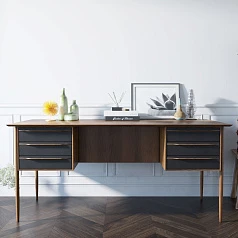 заказать Рабочий письменный стол"Bruni Black" с ящиками арт BR47Black в интернет-магазине